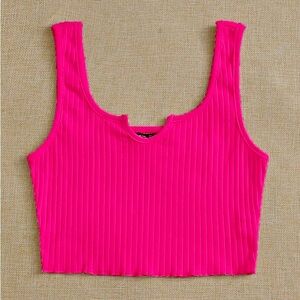 SHEIN Notched Neck Rib-Knit Crop Tank Top